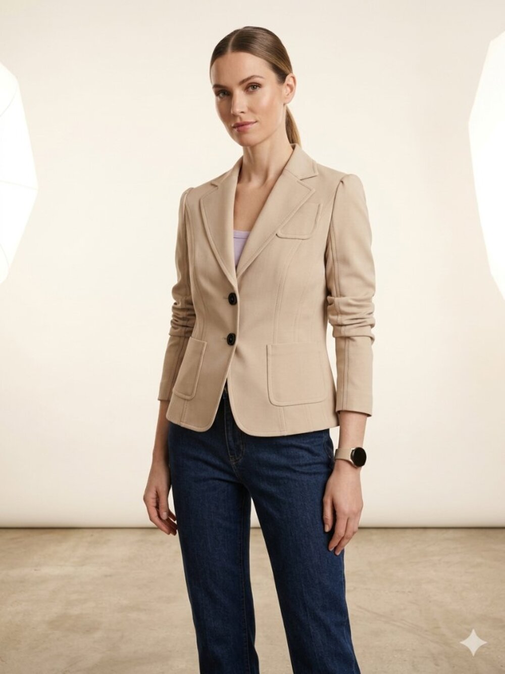 Marc Cain Jersey Fitted Beige Jacket